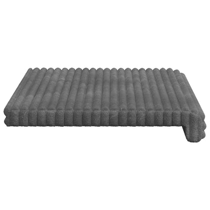 Bench Cushion Plush Corduroy Light Grey Depth 35 cm