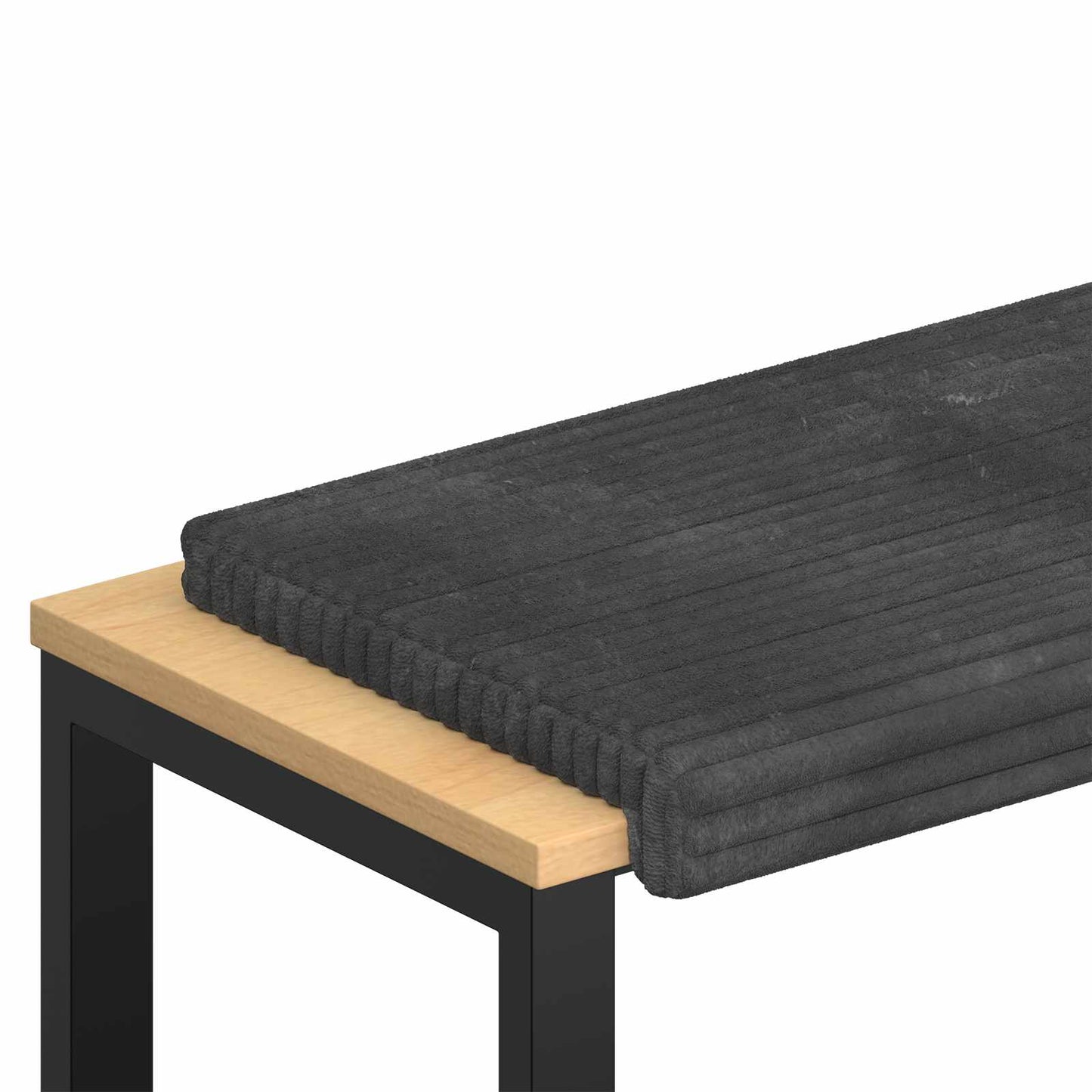 Bench Cushion Plush Corduroy Dark Grey Depth 35 cm