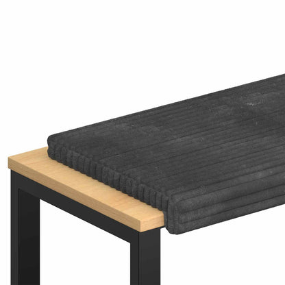 Bench Cushion Plush Corduroy Dark Grey Depth 35 cm