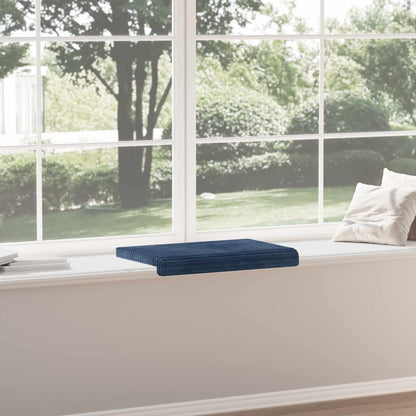 Bench Cushion Plush Corduroy Navy Blue Depth 35 cm