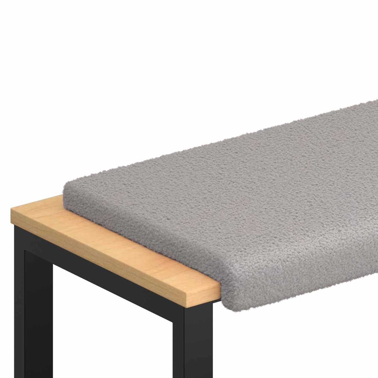 Bench Cushion Sherpa Fabric Light Grey Depth 35 cm