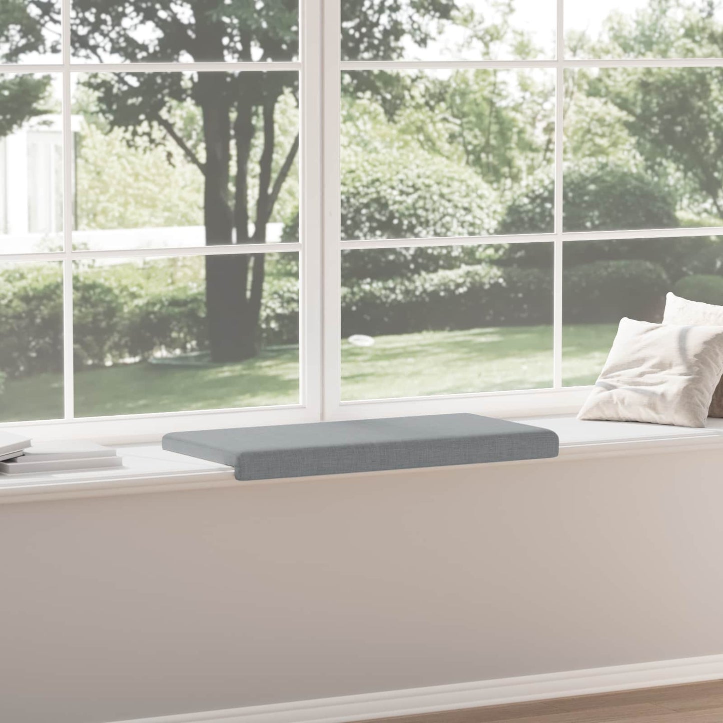 Bench Cushion Fabric Light Grey Depth 35 cm