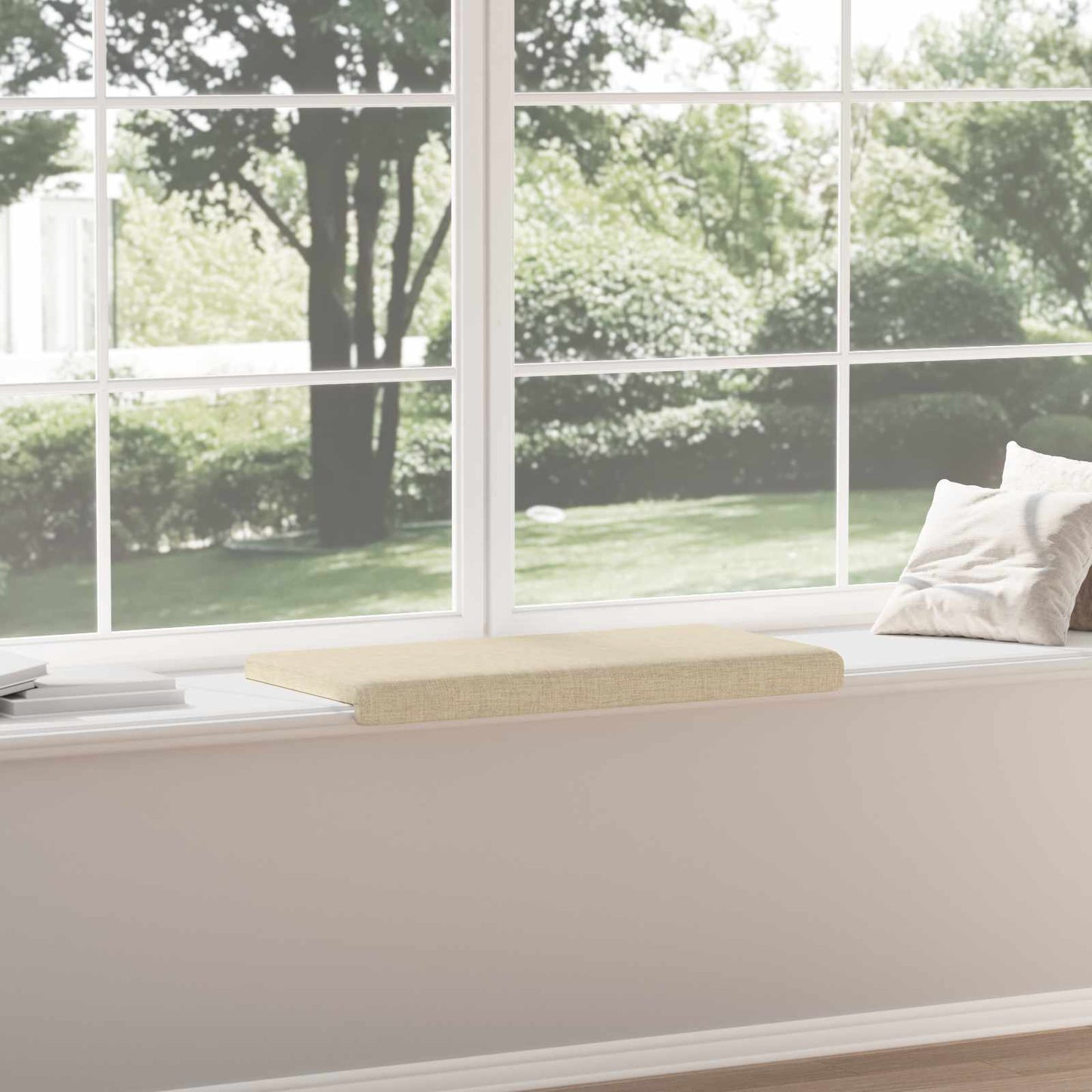 Bench Cushion Fabric Cream Depth 35 cm