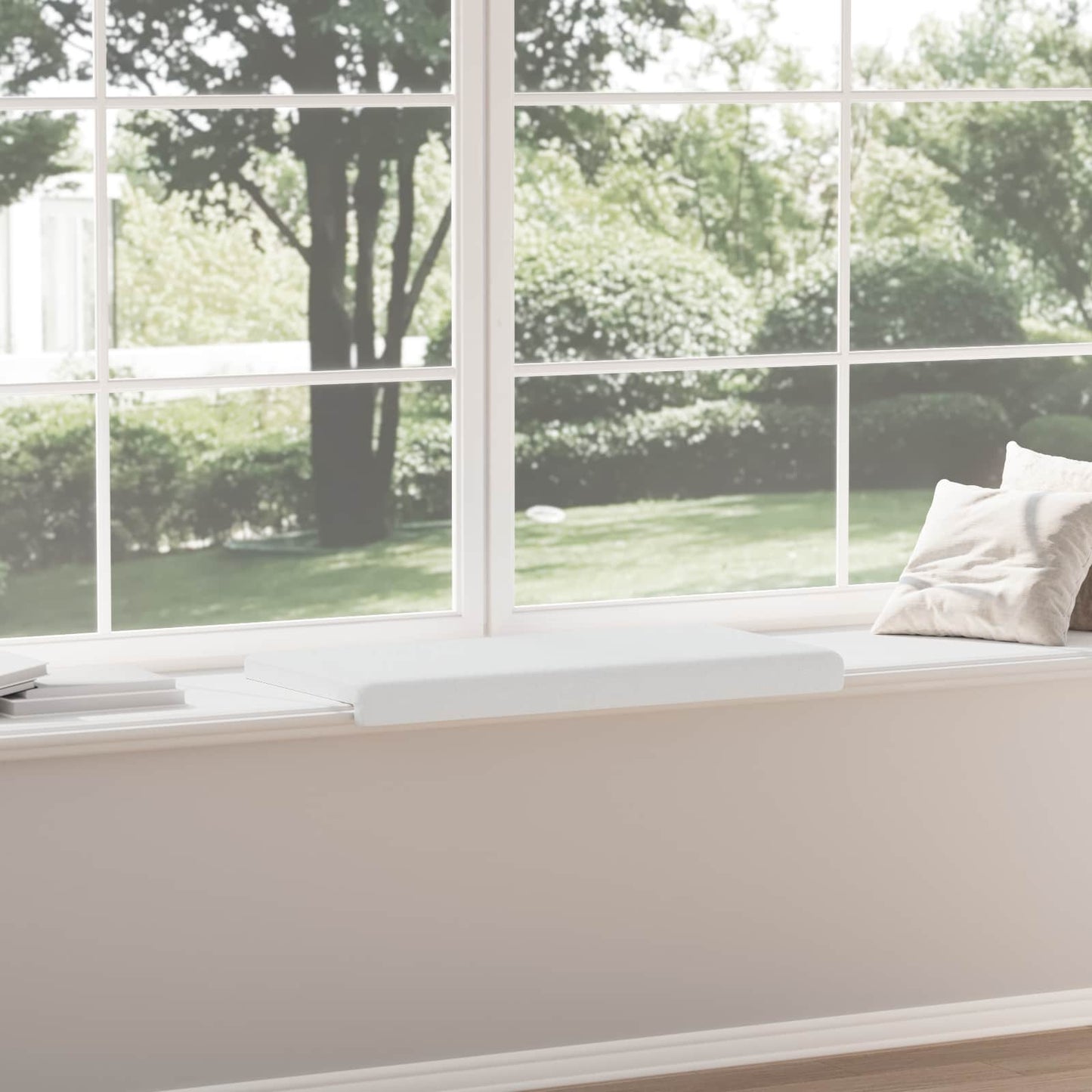 Bench Cushion Fabric White Depth 35 cm