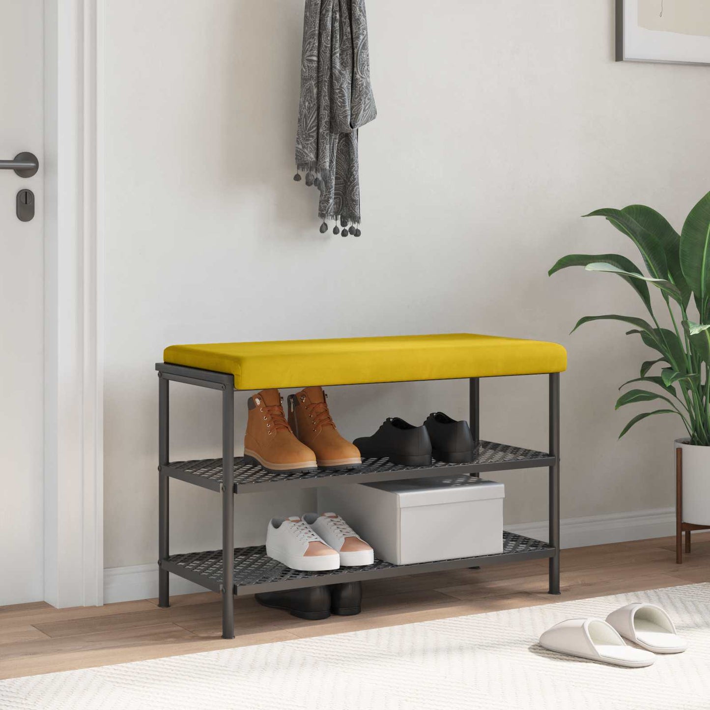 Bench Cushion Velvet Yellow Depth 35 cm