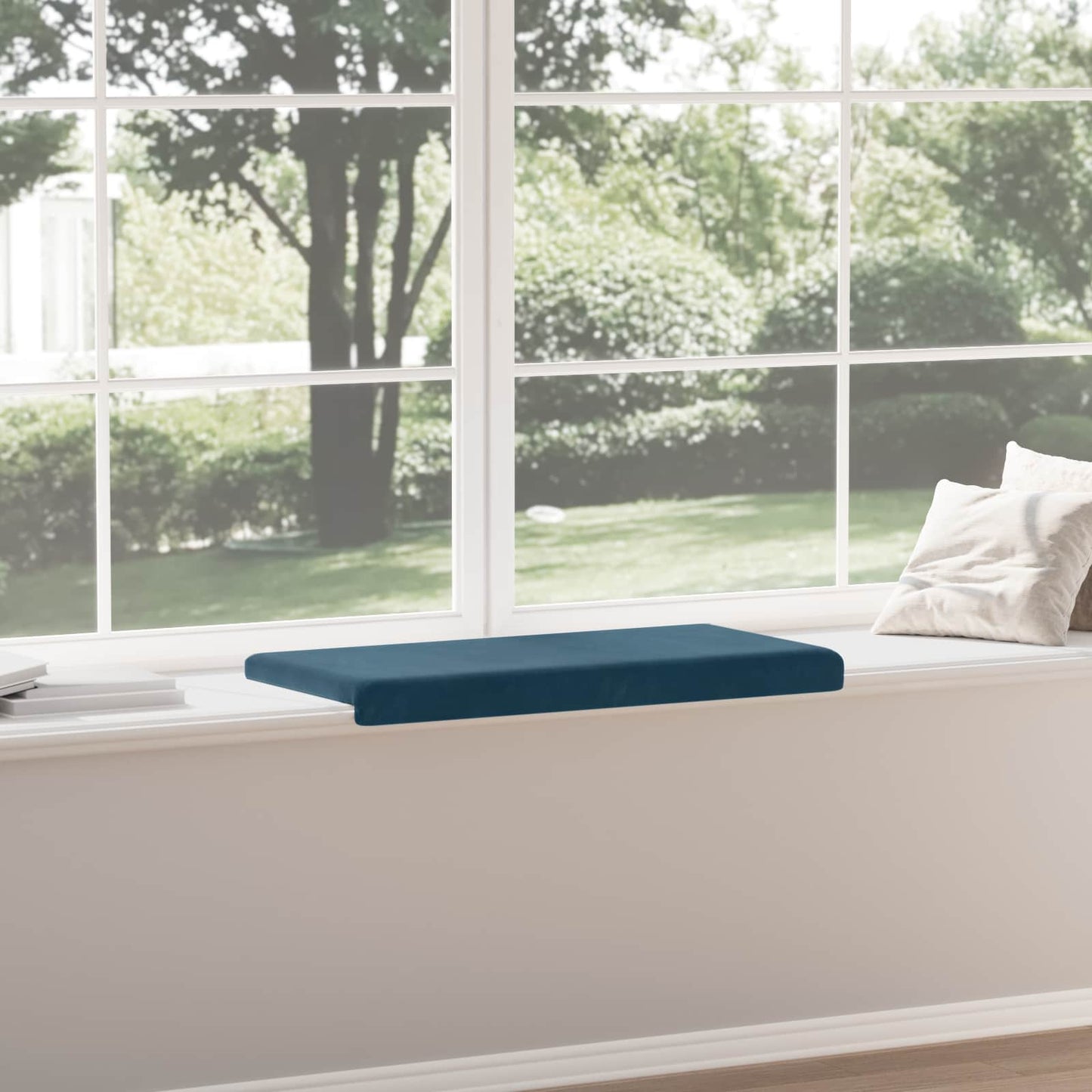 Bench Cushion Velvet Blue Depth 35 cm