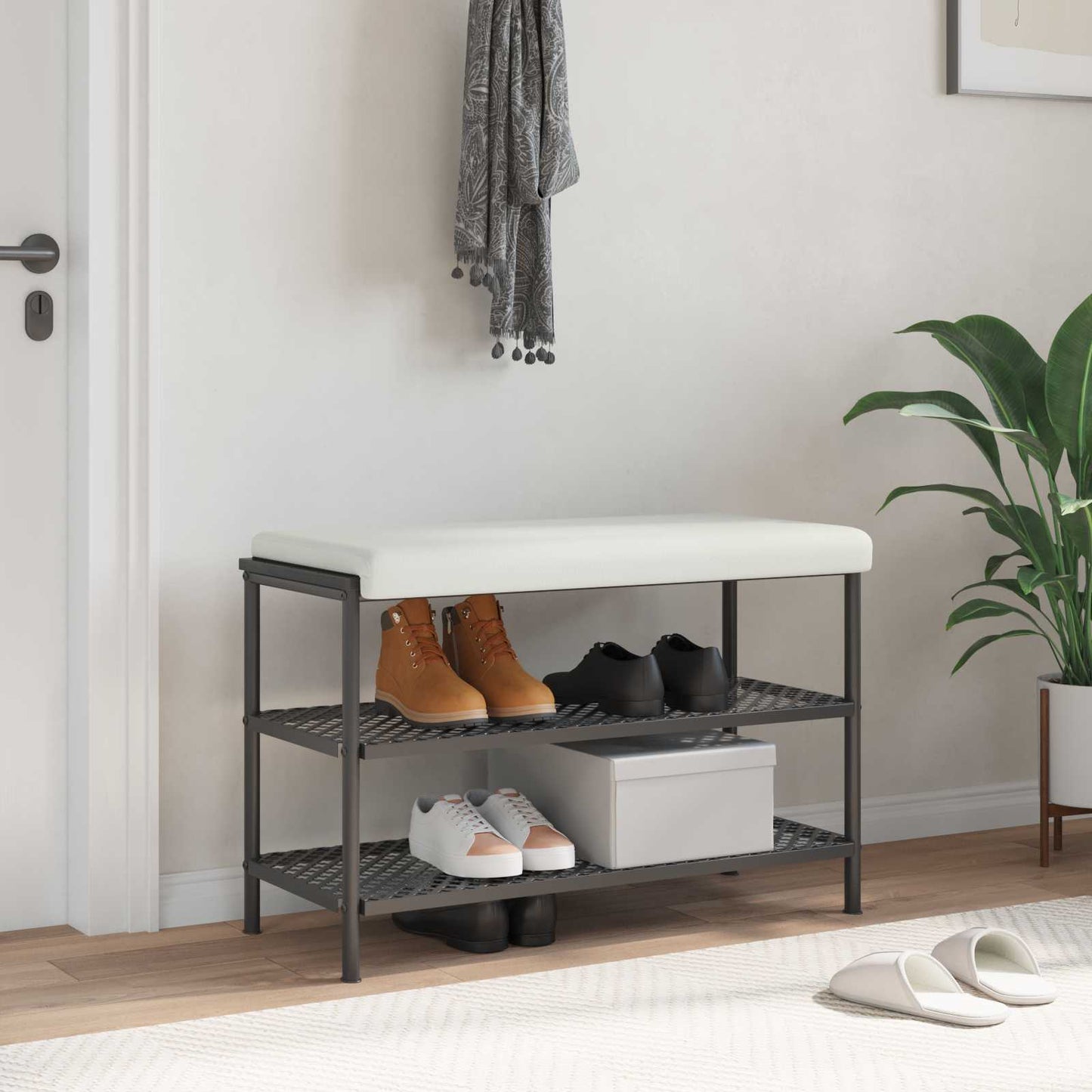 Bench Cushion Faux Leather White Depth 35 cm