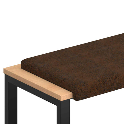 Bench Cushion Faux Suede Fabric Brown Depth 35 cm