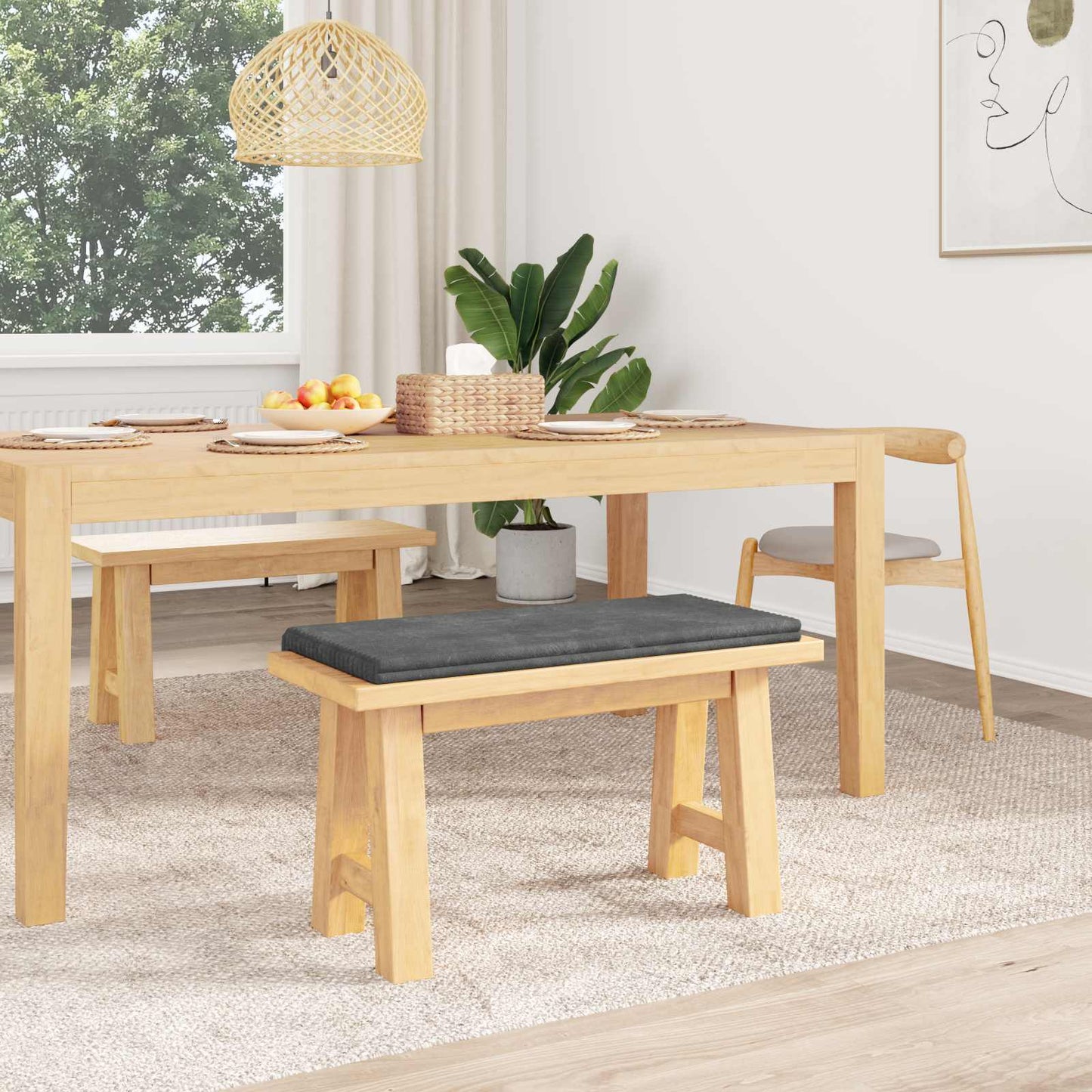 Bench Cushion Plush Corduroy Light Grey Depth 35 cm