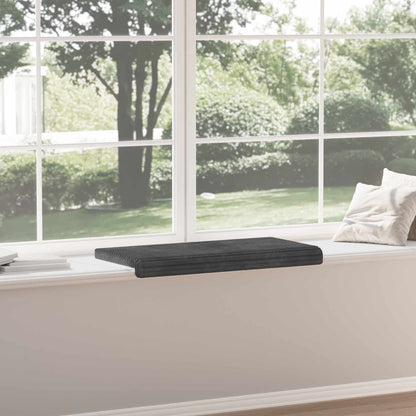 Bench Cushion Plush Corduroy Dark Grey Depth 35 cm