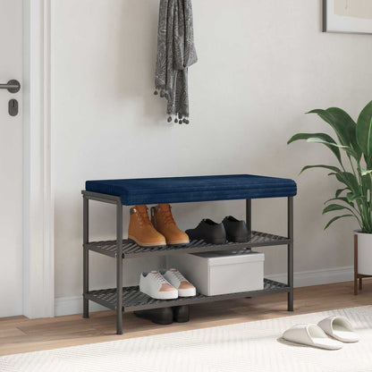 Bench Cushion Plush Corduroy Navy Blue Depth 35 cm