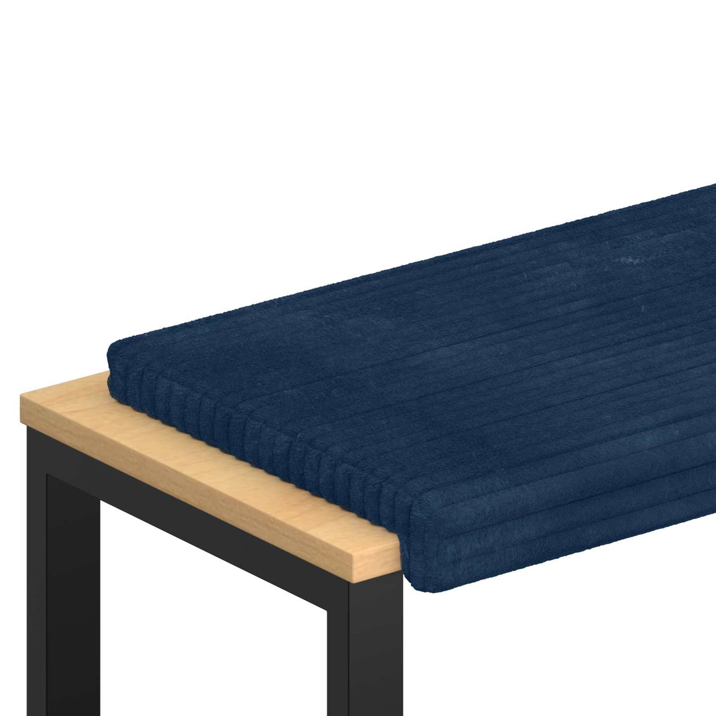 Bench Cushion Plush Corduroy Navy Blue Depth 35 cm