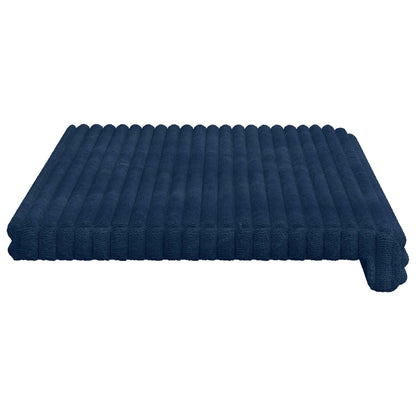 Bench Cushion Plush Corduroy Navy Blue Depth 35 cm