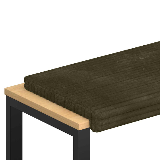 Bench Cushion Plush Corduroy Green Depth 35 cm