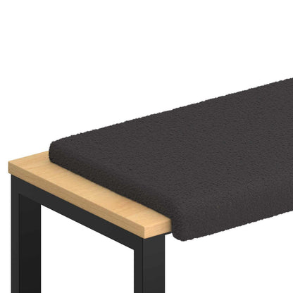 Bench Cushion Sherpa Fabric Dark Grey Depth 35 cm