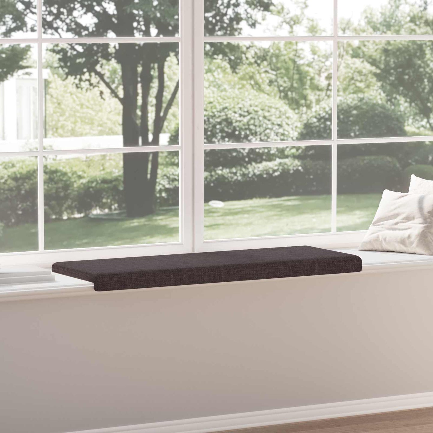 Bench Cushion Fabric Dark Brown Depth 35 cm