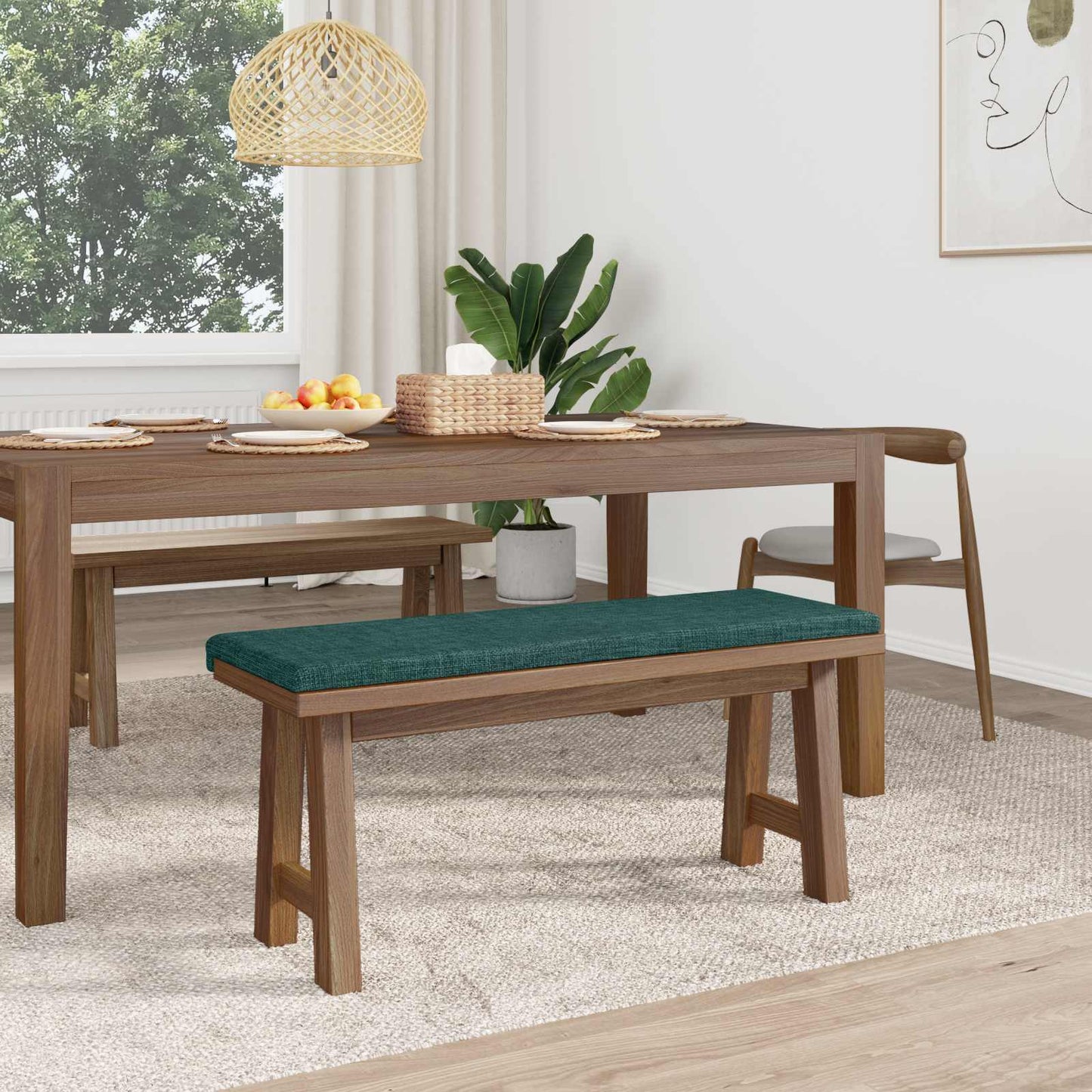 Bench Cushion Fabric Dark Green Depth 35 cm