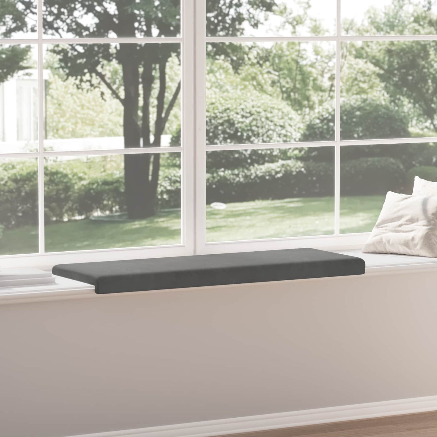 Bench Cushion Velvet Dark Grey Depth 35 cm