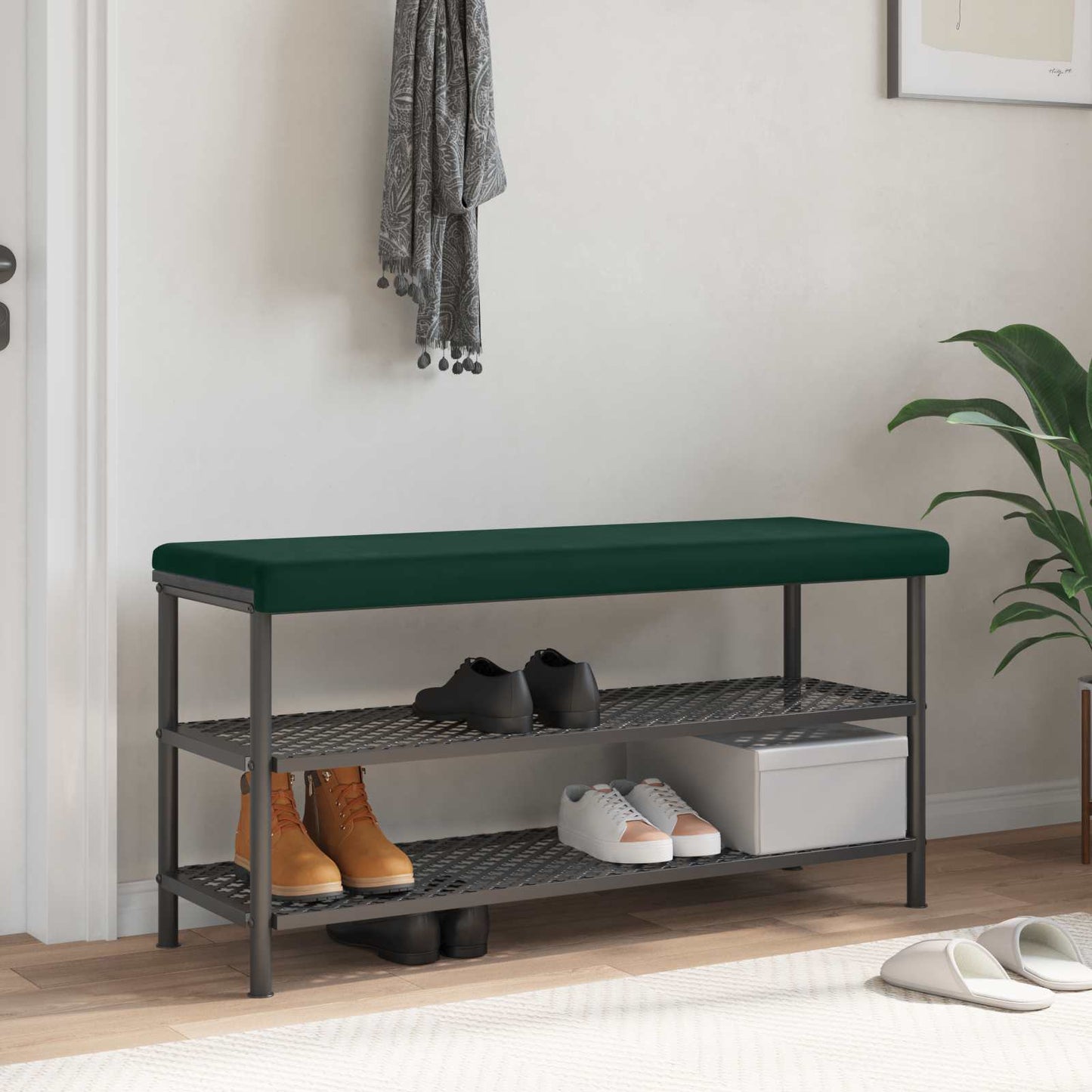 Bench Cushion Velvet Dark Green Depth 35 cm