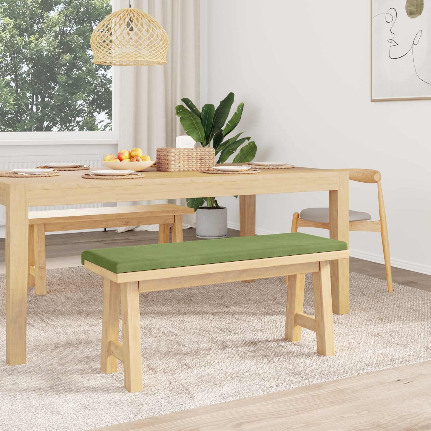 Bench Cushion Velvet Light Green Depth 35 cm