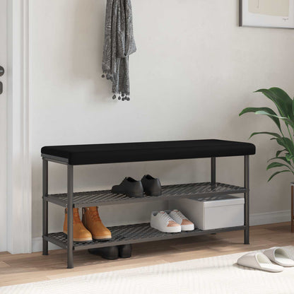 Bench Cushion Velvet Black Depth 35 cm