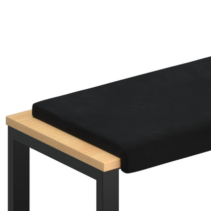 Bench Cushion Velvet Black Depth 35 cm