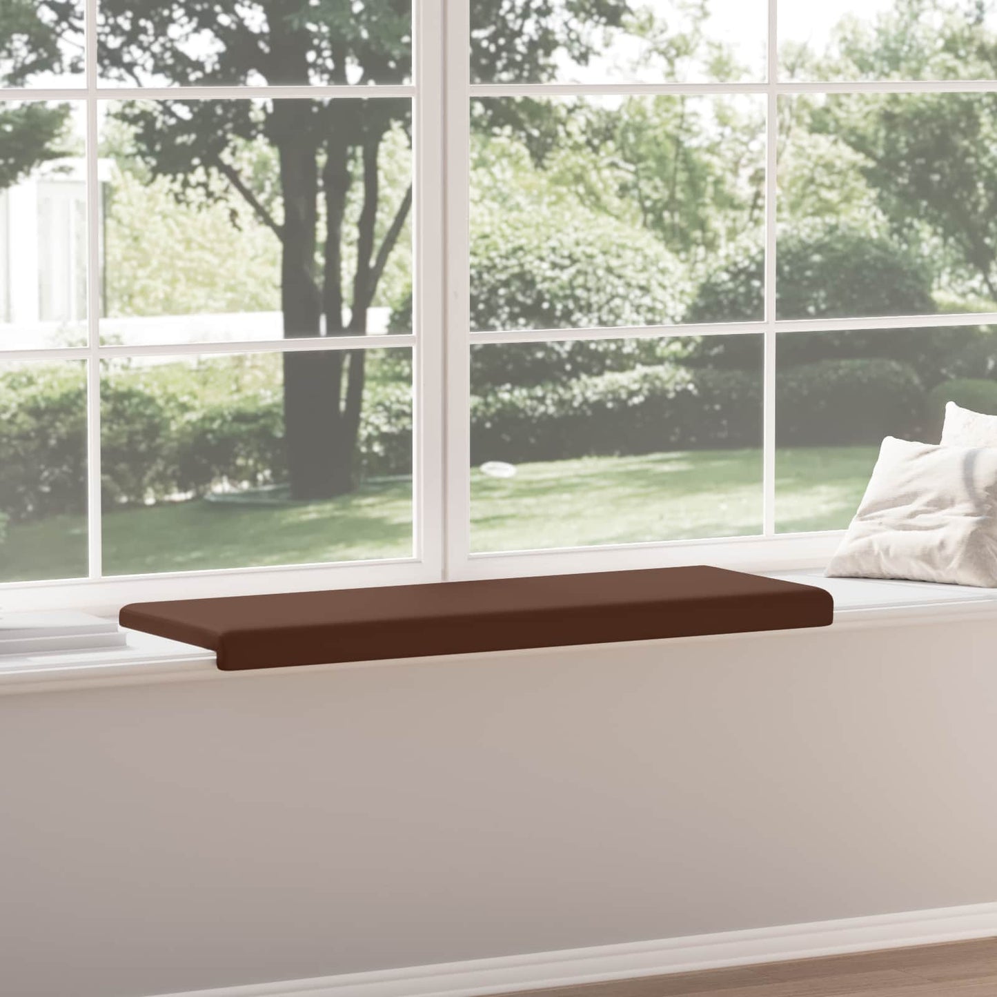 Bench Cushion Faux Leather Brown Depth 35 cm