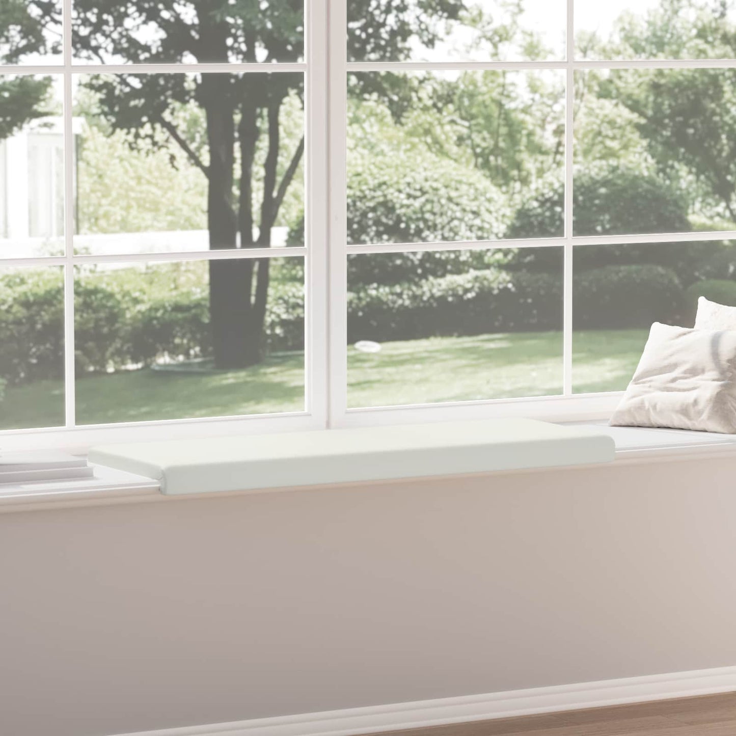 Bench Cushion Faux Leather White Depth 35 cm