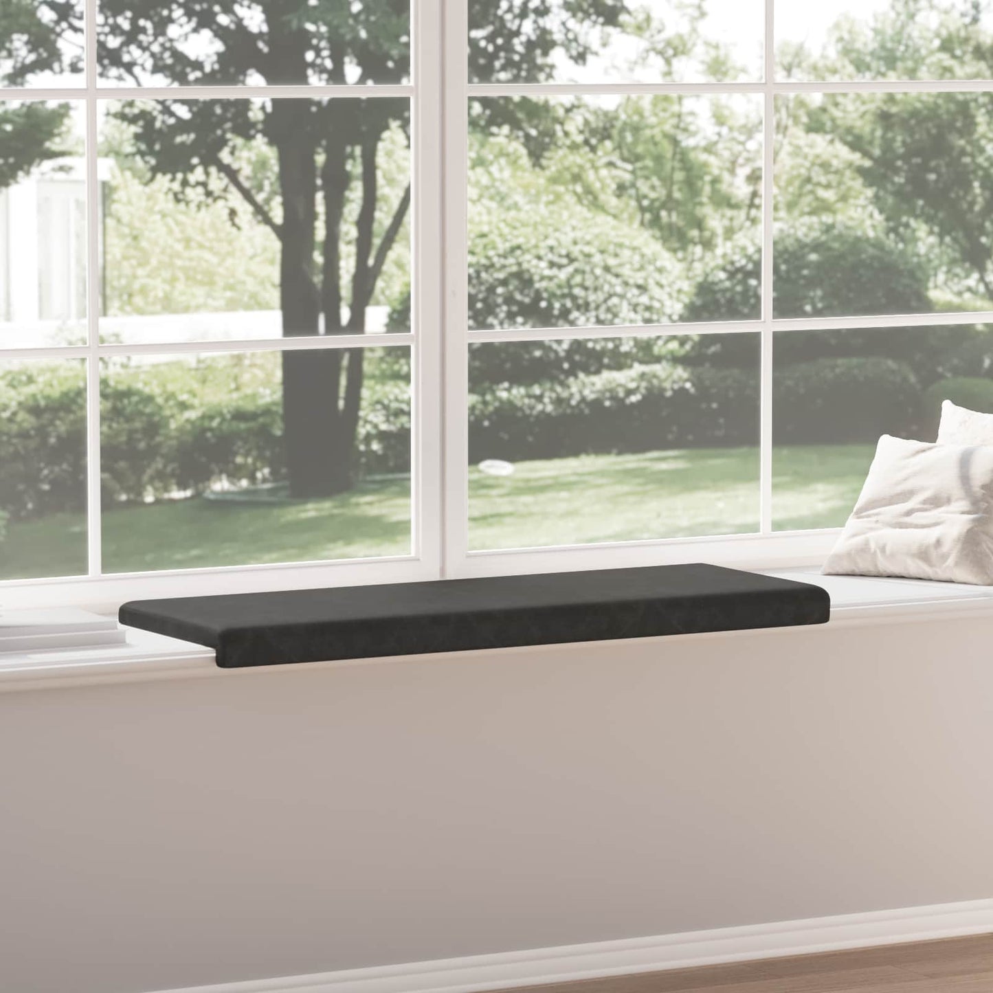 Bench Cushion Faux Leather Black Depth 35 cm