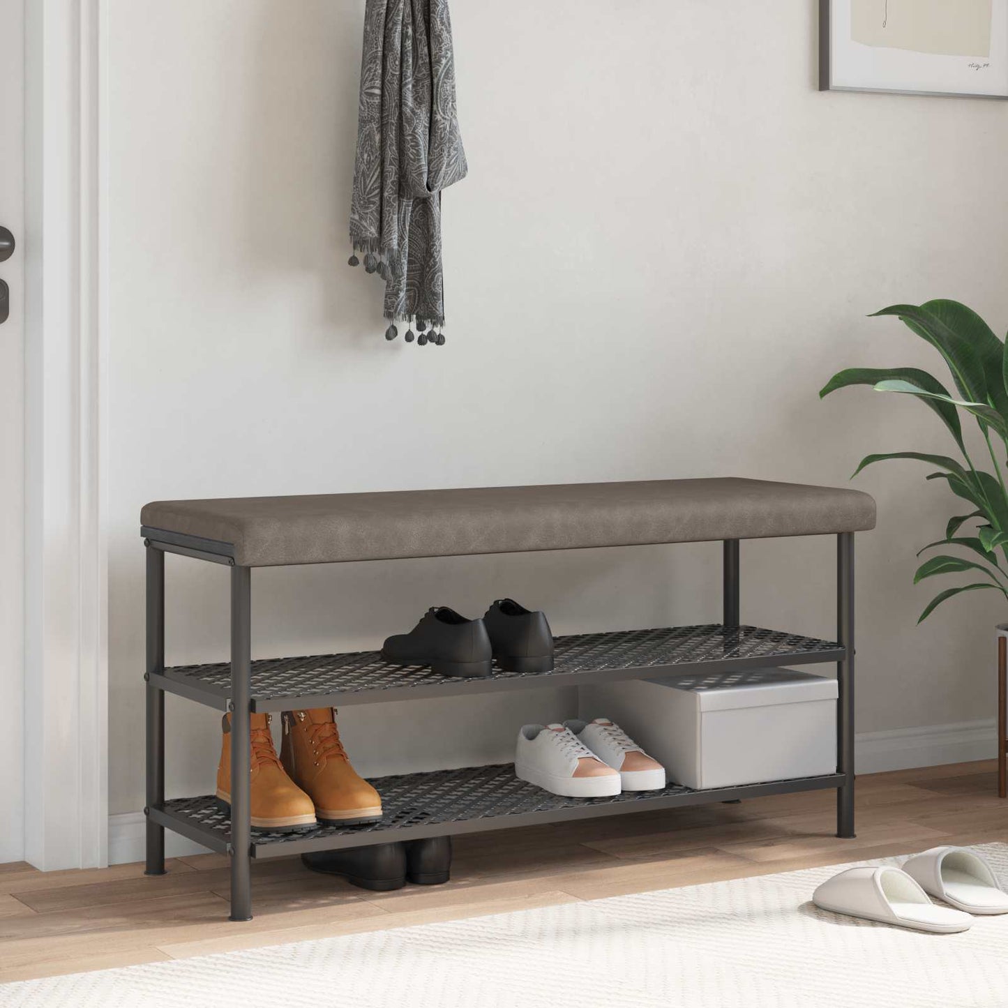 Bench Cushion Faux Leather Grey Depth 35 cm