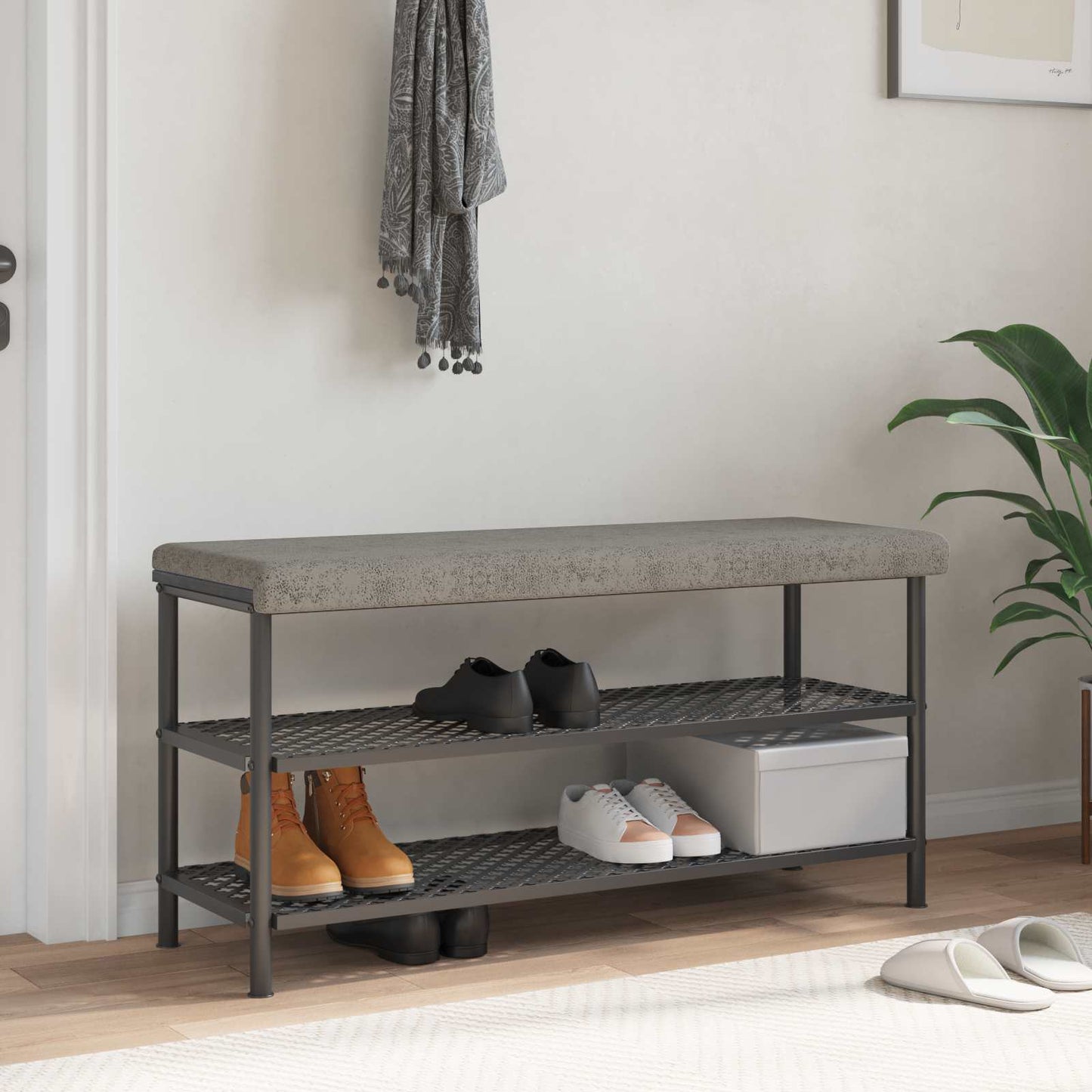 Bench Cushion Faux Suede Fabric Light Grey Depth 35 cm