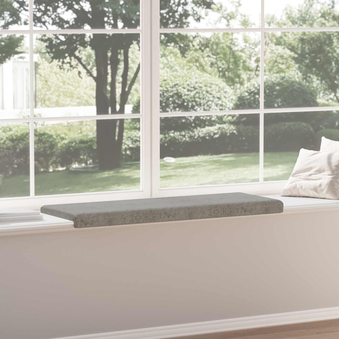Bench Cushion Faux Suede Fabric Light Grey Depth 35 cm
