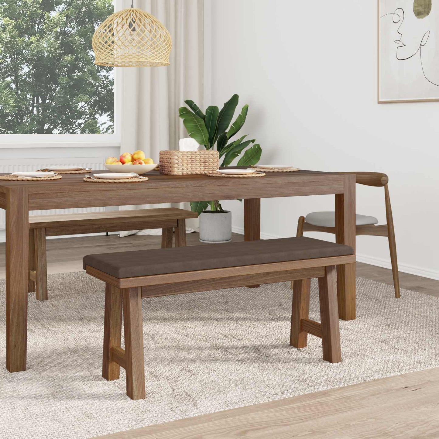 Bench Cushion Microfiber Brown Depth 35 cm