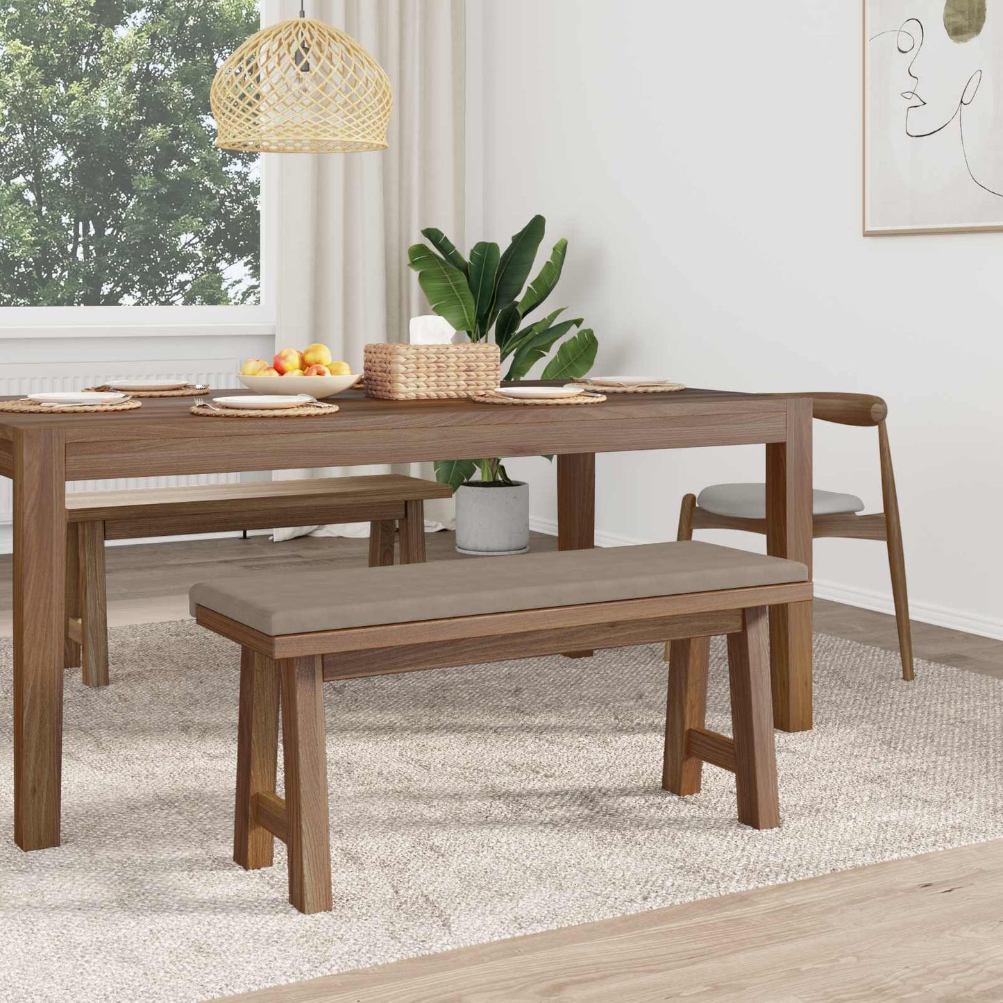 Bench Cushion Microfiber Taupe Depth 35 cm