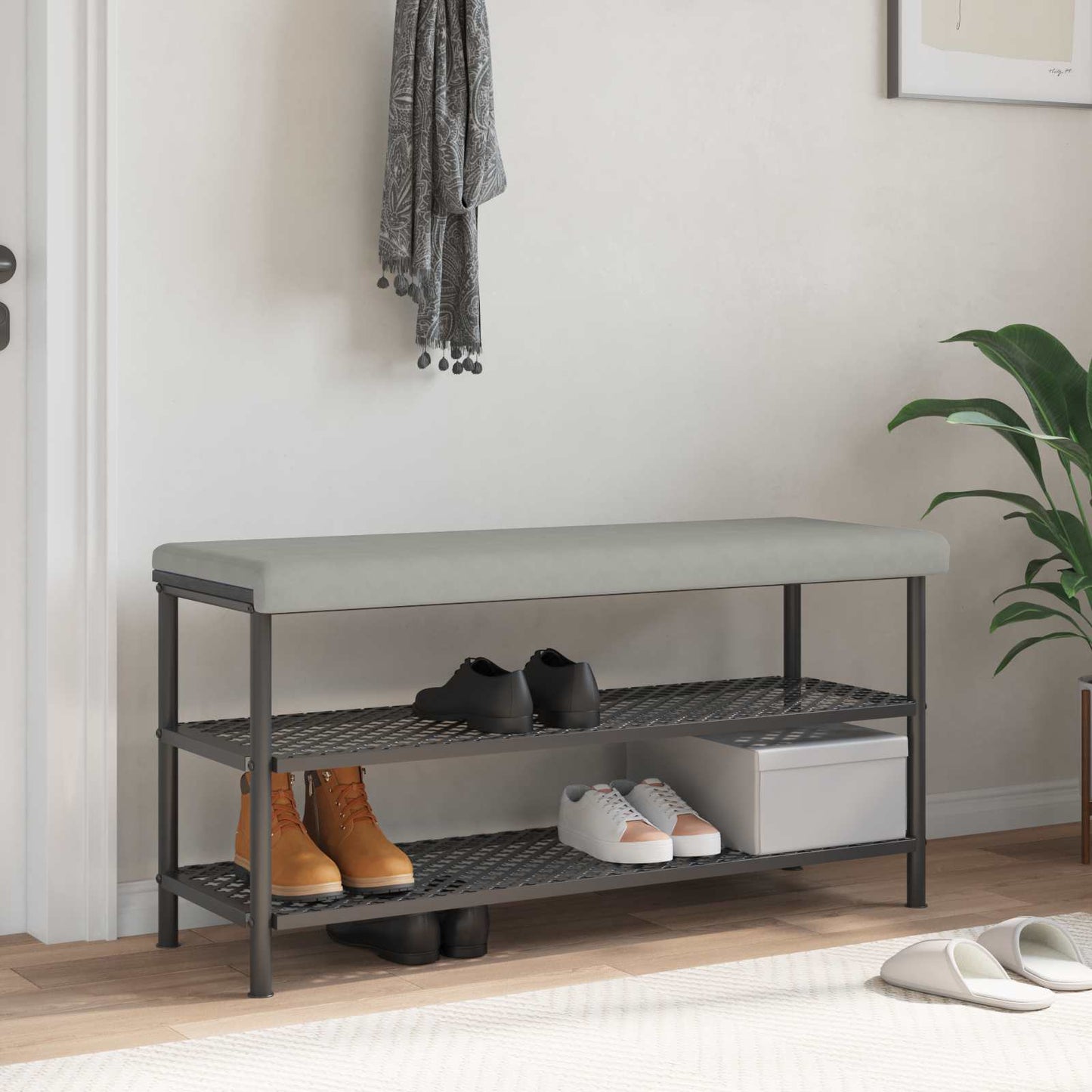 Bench Cushion Microfiber Light Grey Depth 35 cm