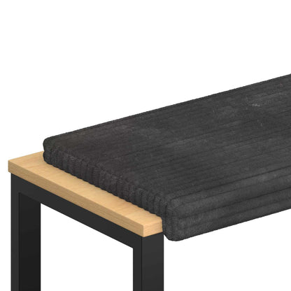 Bench Cushion Plush Corduroy Dark Grey Depth 35 cm