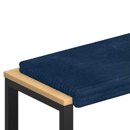 Bench Cushion Plush Corduroy Navy Blue Depth 35 cm