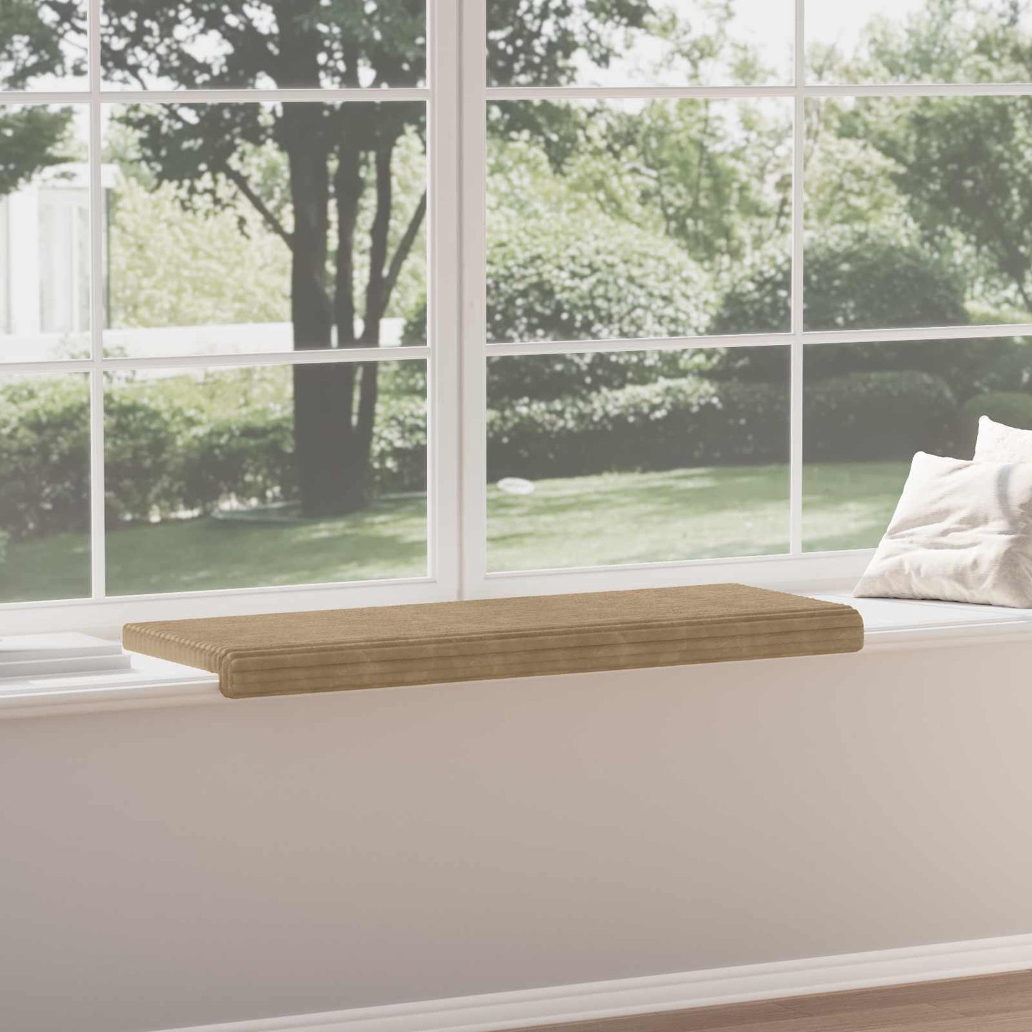 Bench Cushion Plush Corduroy Taupe Depth 35 cm