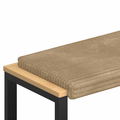 Bench Cushion Plush Corduroy Taupe Depth 35 cm
