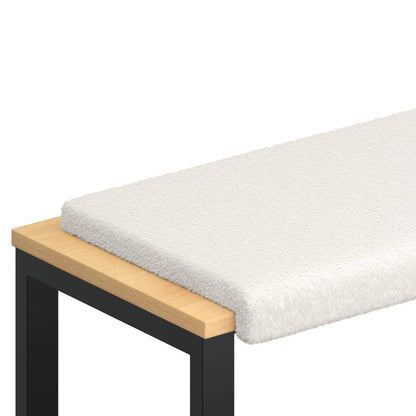 Bench Cushion Sherpa Fabric Cream Depth 35 cm