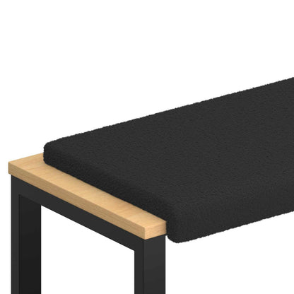 Bench Cushion Sherpa Fabric Black Depth 35 cm