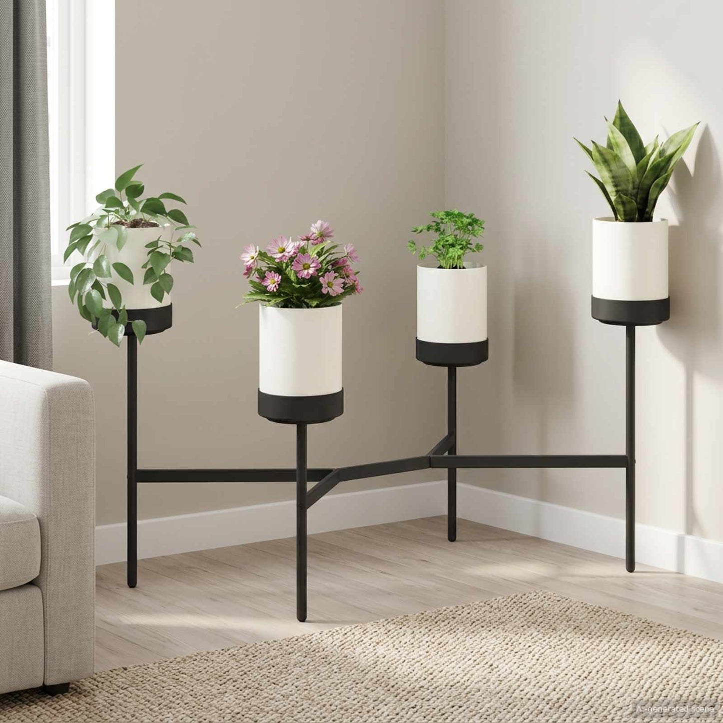 Flower Stand White 125 x 55 x 81 cm PP and Steel