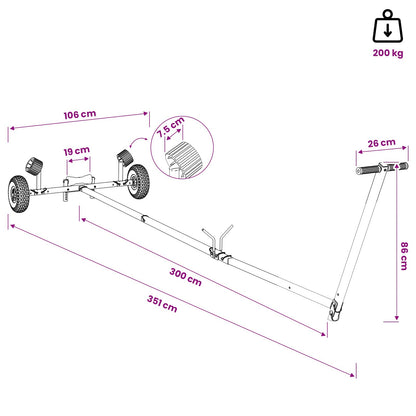 Adjustable Boat Trailer with Pneumatic Tires 200 kg Load Silver