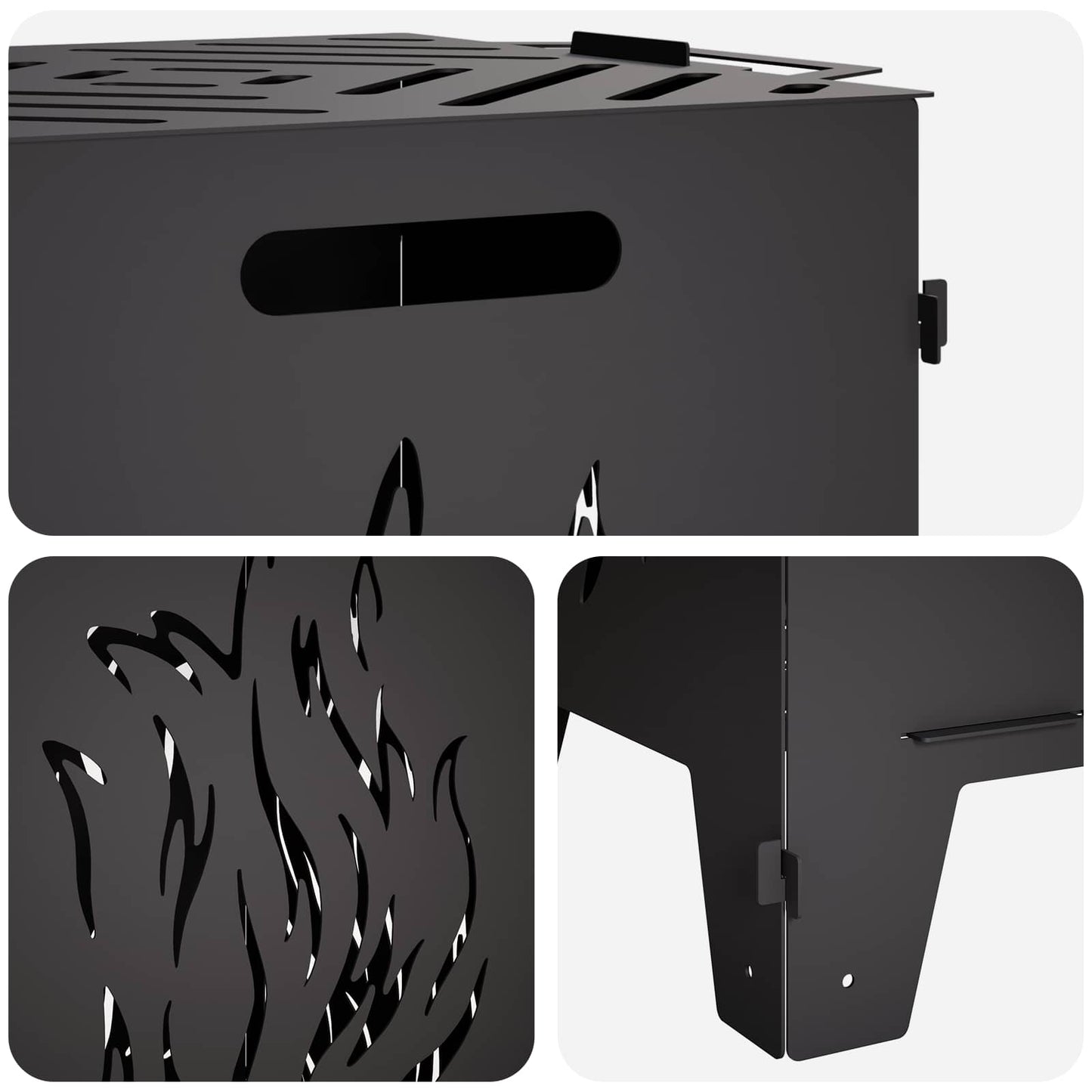Fire Pit Black 47 x 38 x 75 cm Steel