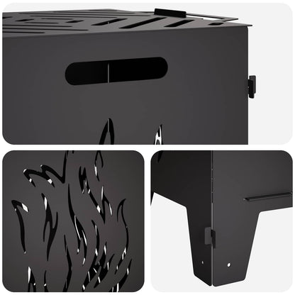 Fire Pit Black 47 x 38 x 75 cm Steel