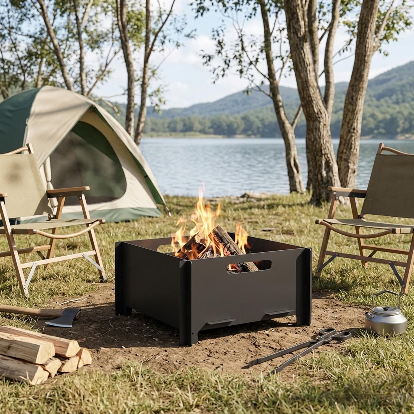 Fire Pit Black 40 x 40 x 20 cm Steel