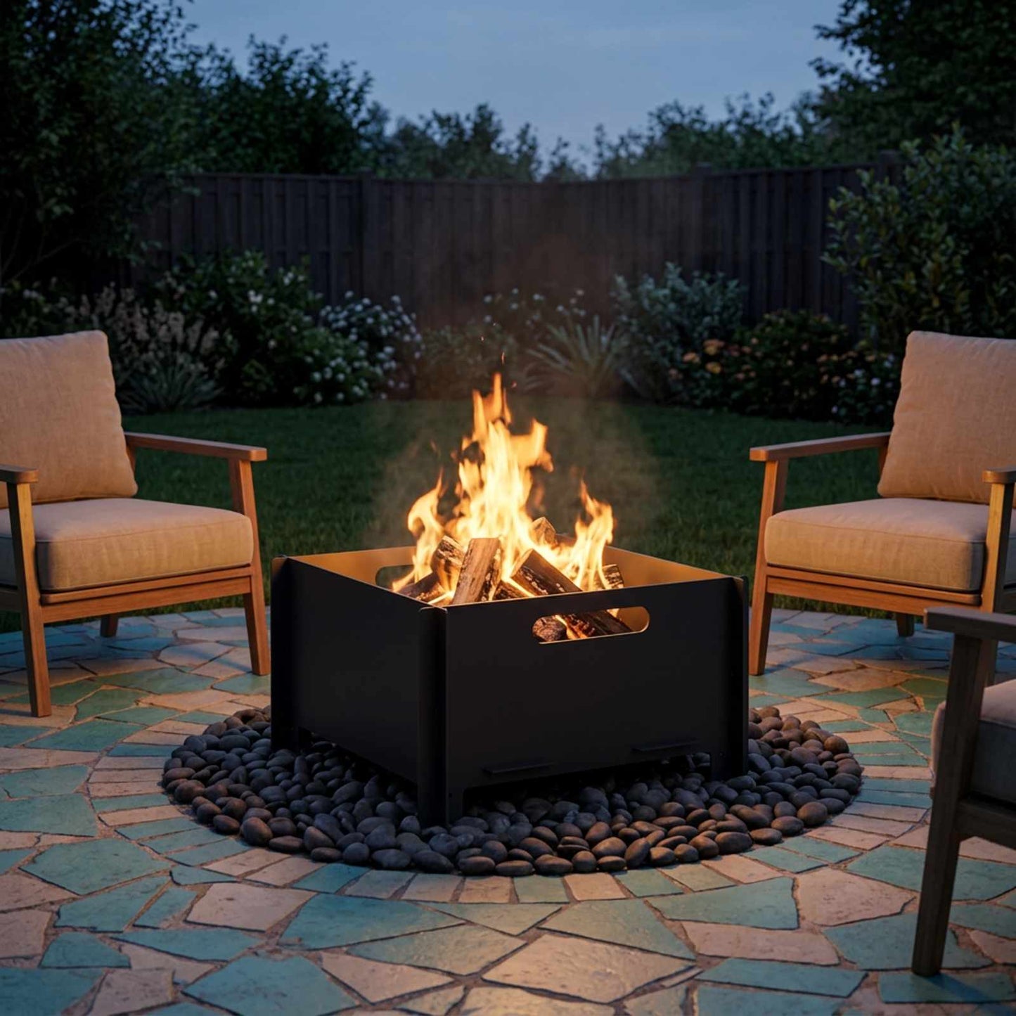 Fire Pit Black 40 x 40 x 20 cm Steel
