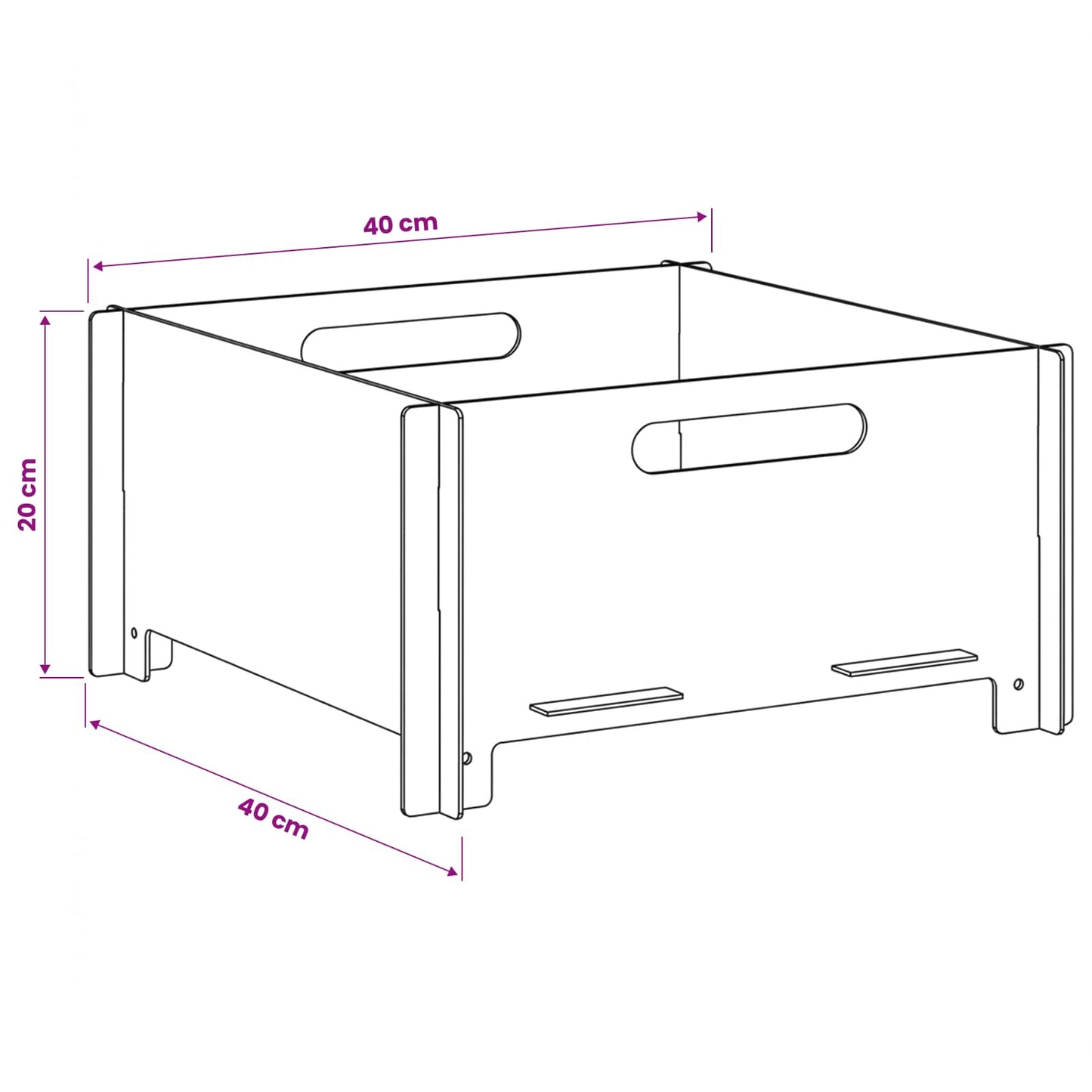 Fire Pit Black 40 x 40 x 20 cm Steel