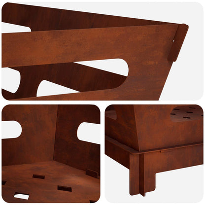 Fire Pit Rusty 40 x 40 x 20 cm Weathering Steel