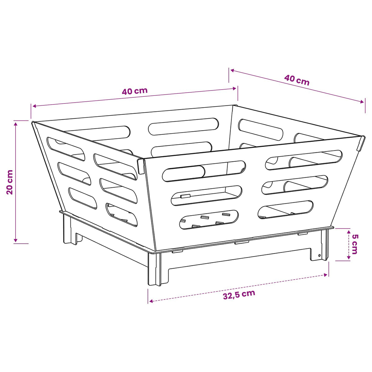 Fire Pit Rusty 40 x 40 x 20 cm Weathering Steel